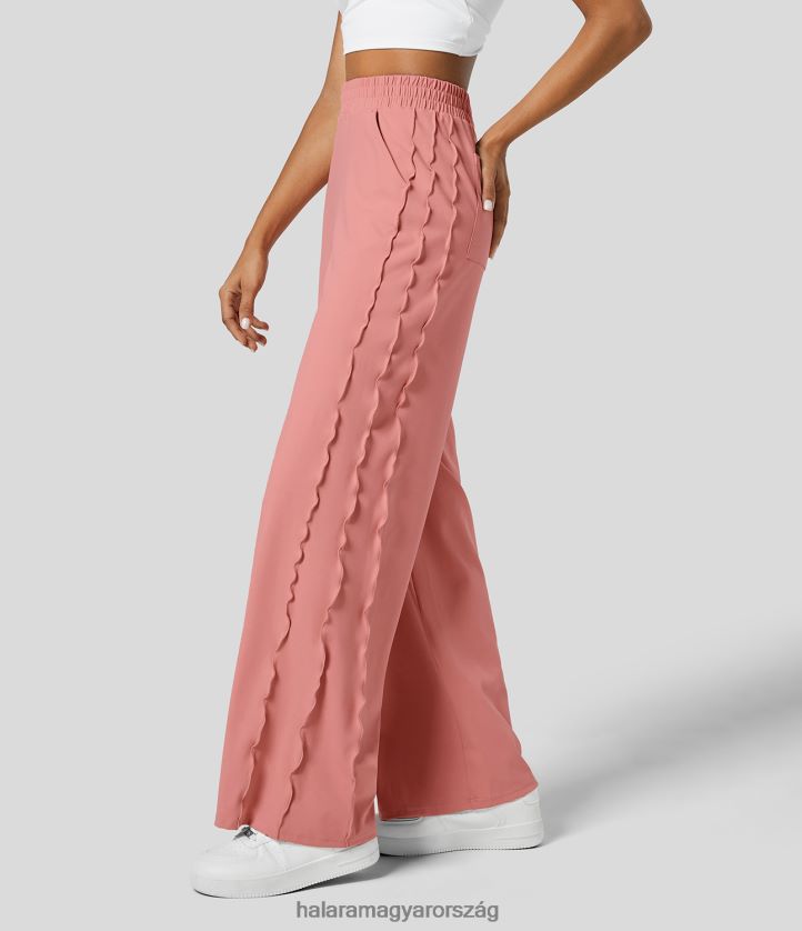 aktív ruházat Halara magas derekú, több zsebes saláta díszítésű egyenes szárú futónadrág cukorka rózsaszín nők 8FPF80455