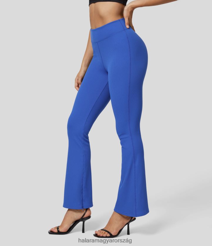 aktív ruházat Halara softlyzero bordázott, középen emelkedő, láthatatlan cipzáros szegélyű, tömör munkavégző nadrág kékmadár cián nők 8FPF80297