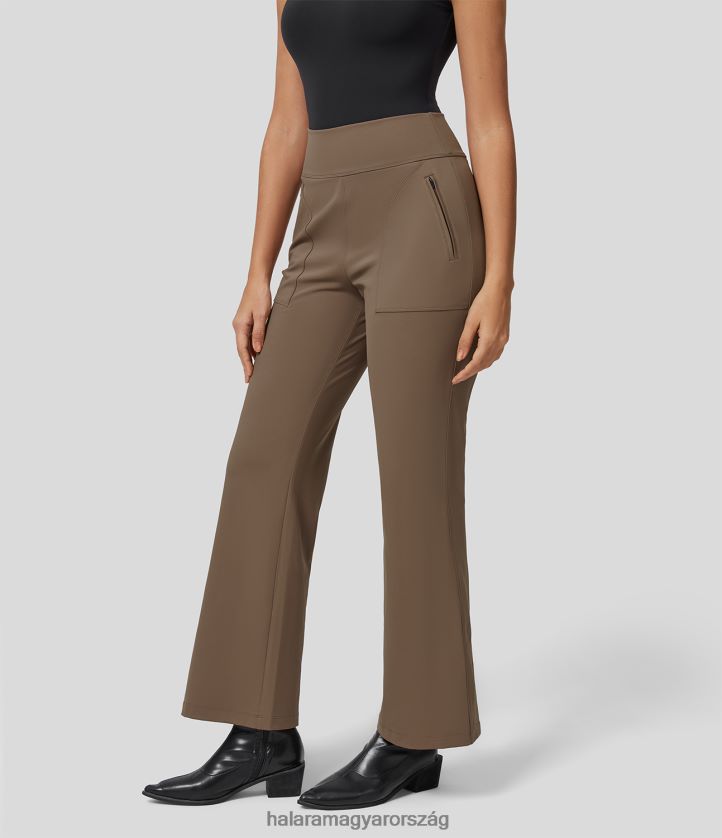 aktív ruházat Halara softlyzero eco magas derekú oldalsó cipzáras zsebes enyhén kiszélesedő munkanadrág vörösesbarna nők 8FPF80336