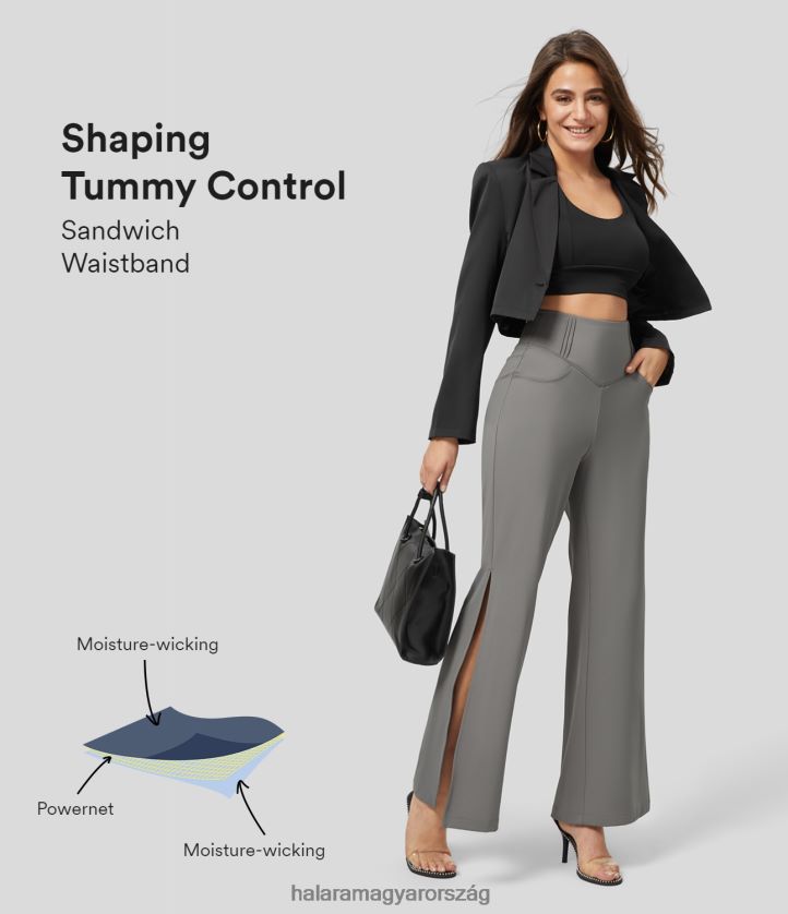 aktív ruházat Halara softlyzero eco magas derekú oldalzseb osztott enyhén kiszélesedő munkanadrág néma vihar nők 8FPF80371