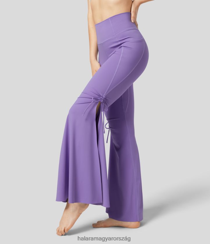 aktív ruházat Halara softlyzero légies, magas derekú oldalzseb húzózsinórral osztott, hűvös érintésű flare jóganadrág írisz virág lila nők 8FPF80343