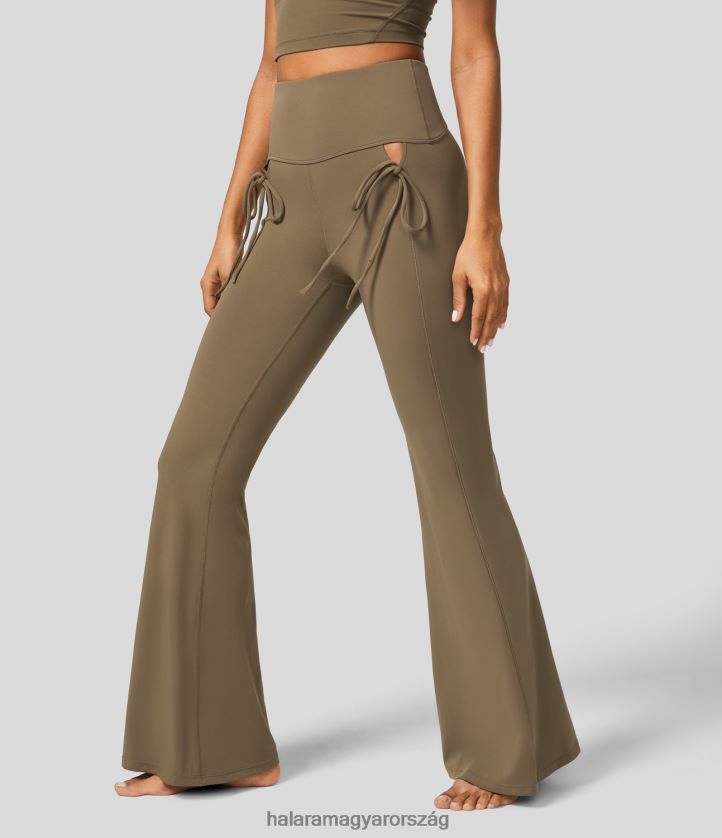 aktív ruházat Halara softlyzero magas derekú kivágott nyakkendő elöl vékony jóga flare nadrág gesztenyebarna nők 8FPF80345