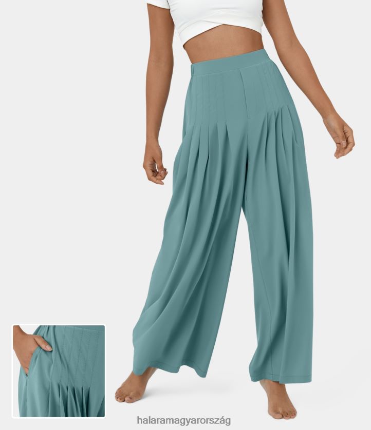 aktív ruházat Halara szellős, középen emelkedő redős oldalzseb sima, széles szárú, gördülékeny, gyorsan száradó alkalmi nadrág ásványkék nők 8FPF80217