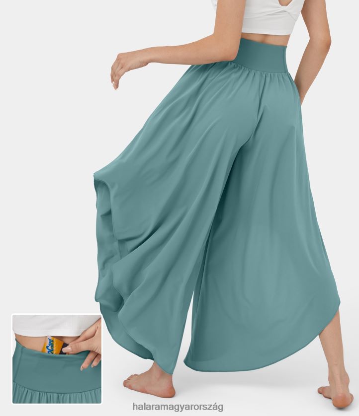 aktív ruházat Halara szellős, magas derekú hátsó derékpánt zseb palazzo flowy fodros, széles szárú, gyorsan száradó táncnadrág ásványkék nők 8FPF80128