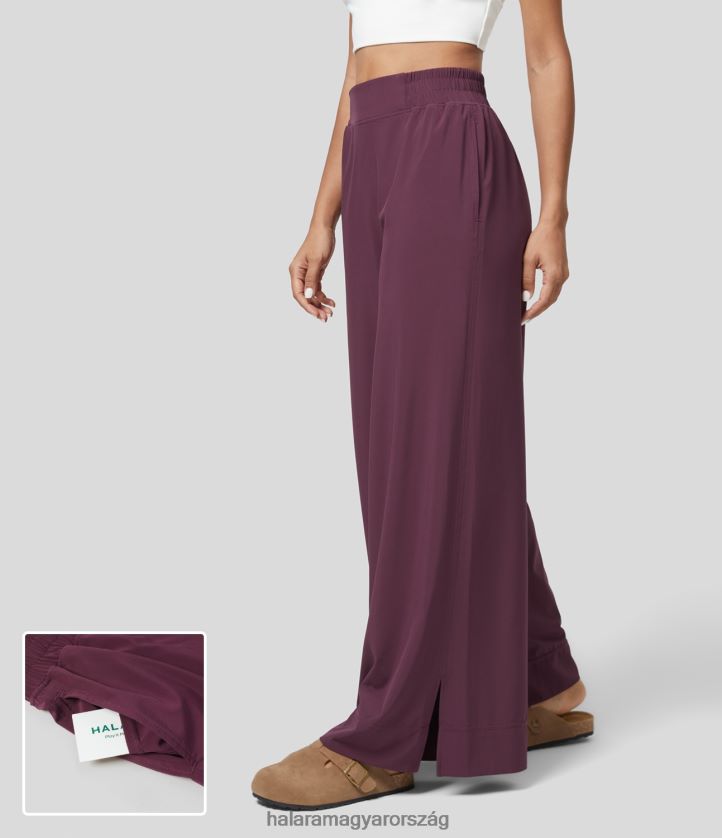 aktív ruházat Halara szellős, magas derekú oldalzseb széles szárú, osztott szegélyű, gyorsan száradó alkalmi nadrág bársonyvirág nők 8FPF80155