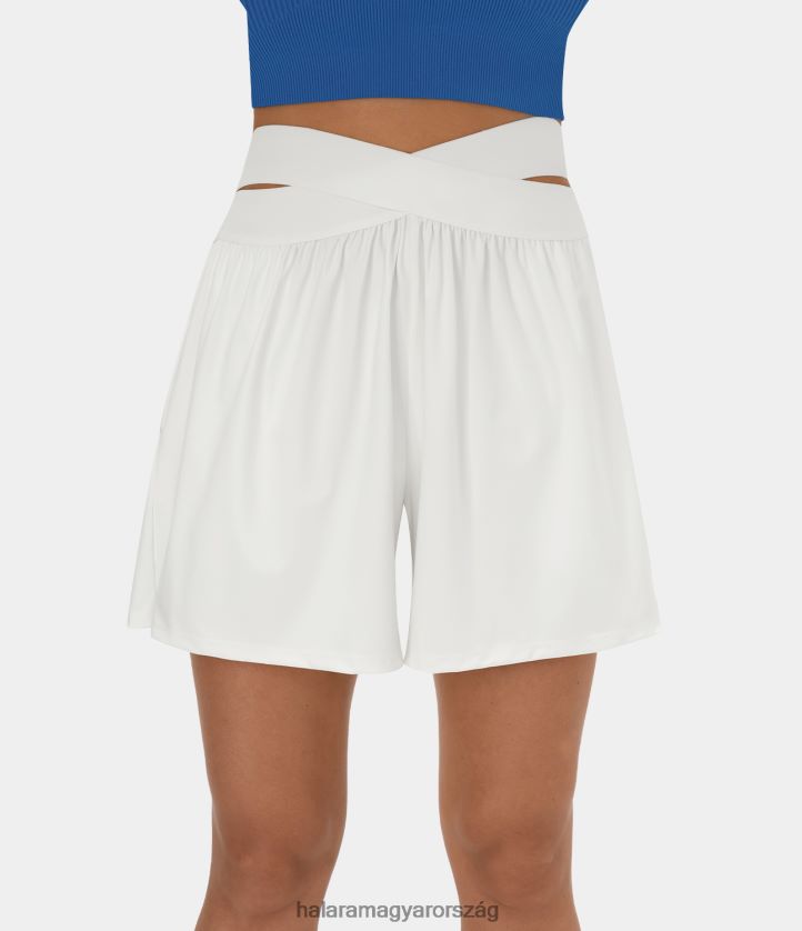aktív ruházat Halara crossover magas derekú, kivágott oldalzsebű alkalmi rövidnadrág 5" fehér nők 8FPF801291