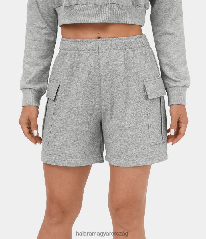 aktív ruházat Halara magas derekú oldalsó füles zseb hétköznapi pamut cargo rövidnadrág 5" ködszürke nők 8FPF80278