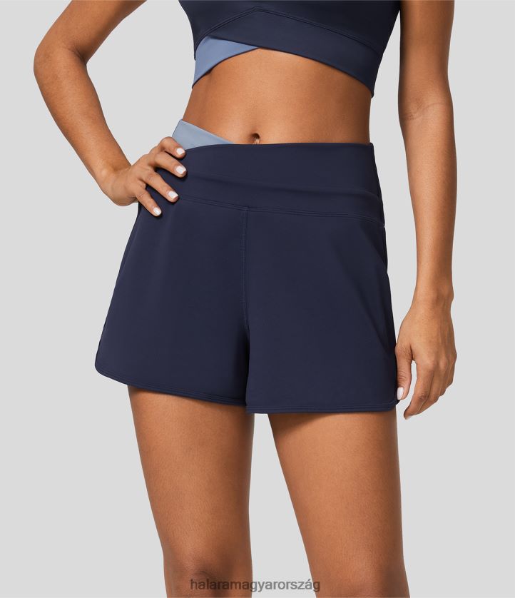 aktív ruházat Halara softlyzero plüss magas derekú crossover színes blokk ívelt szegélyű jóga rövidnadrág pávakabát nők 8FPF801299