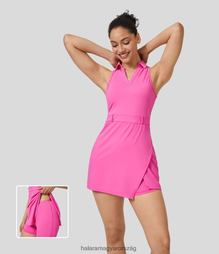 aktív ruházat Halara galléros osztott zsebes 2 részes gyorsan száradó minigolf aktív ruha gyönyörű púder rózsaszín nők 8FPF80906