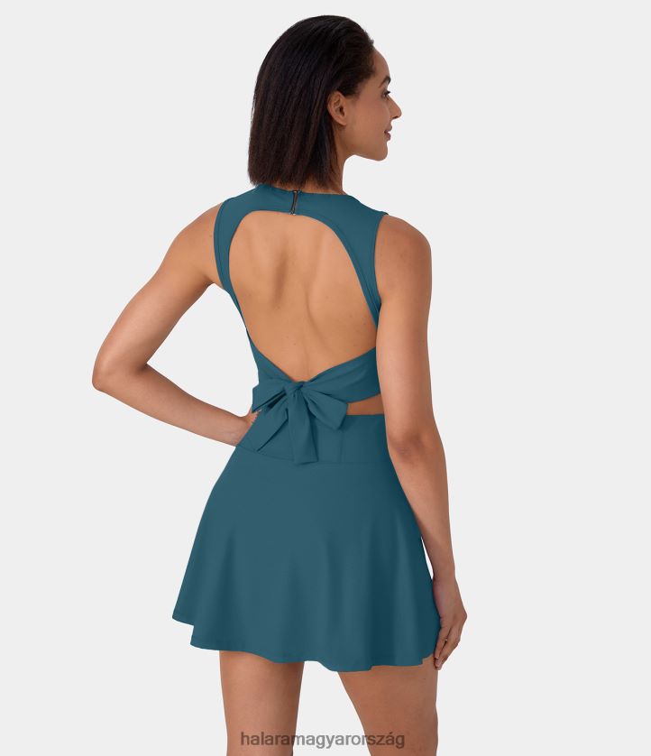 aktív ruházat Halara hát nélküli csatos nyakkendő hátul 2 az 1-ben zsebtáncos aktív ruha majolika kék nők 8FPF80918