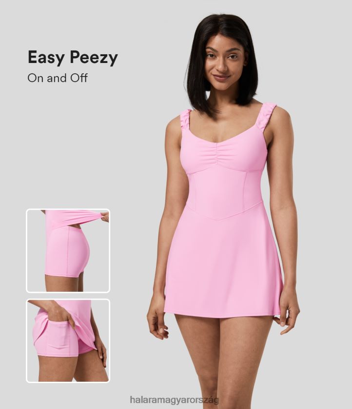 aktív ruházat Halara hát nélküli, domború fűző 2 az 1-ben zsebben mini jóga aktív ruha-könnyű piskóta kiadás virágcsokor nők 8FPF80844