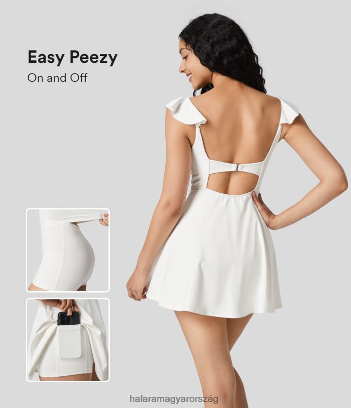 aktív ruházat Halara hát nélküli kivágott 2 az 1-ben zsebfáklyás mini dance aktív ruha-könnyű peezy kiadás fehér nők 8FPF80797