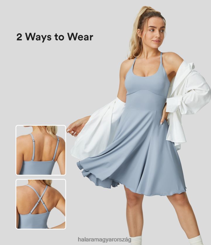 aktív ruházat Halara háttámla nélküli állítható és levehető pántos hideg tapintású slip dance aktív ruha kék köd nők 8FPF80861