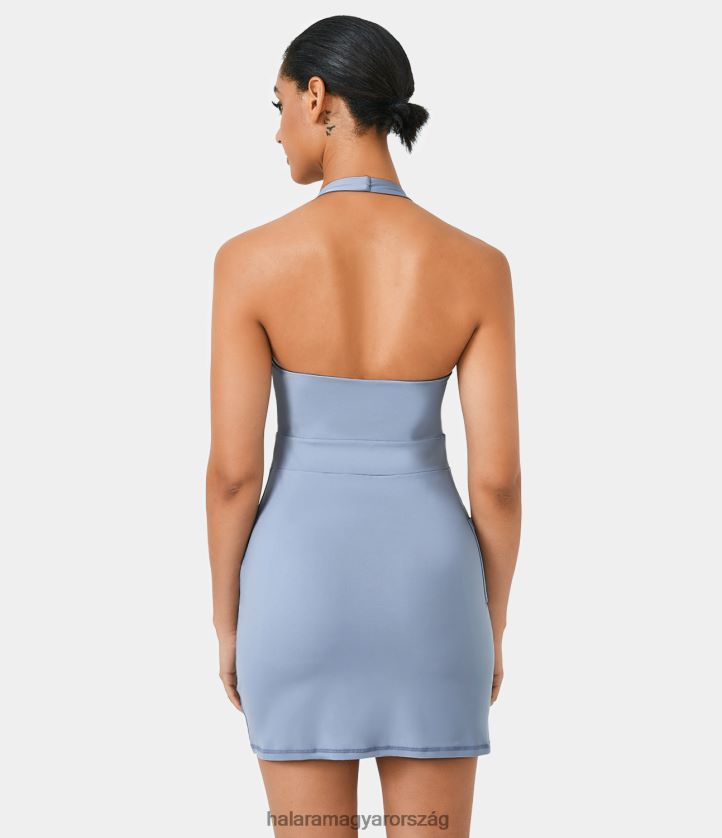 aktív ruházat Halara kötőfék nélküli, zsebben osztott szegélyű mini jóga aktív ruha világos babakék nők 8FPF80914