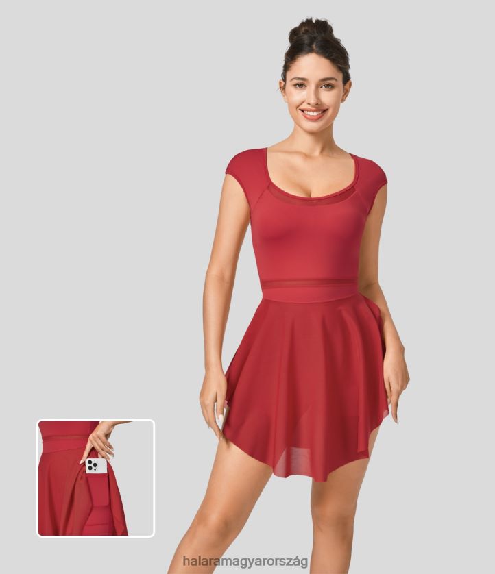 aktív ruházat Halara kontrasztos hálós 2 az 1-ben oldalzsebből álló mini dance aktív ruha szamba nők 8FPF80968