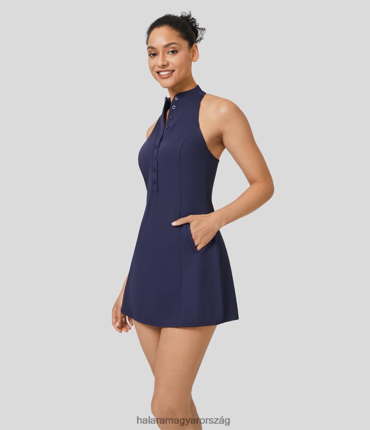 aktív ruházat Halara állványgallér gomb háttámla nélküli zseb gyorsszárító minigolf aktív ruha hajnali lila nők 8FPF80865