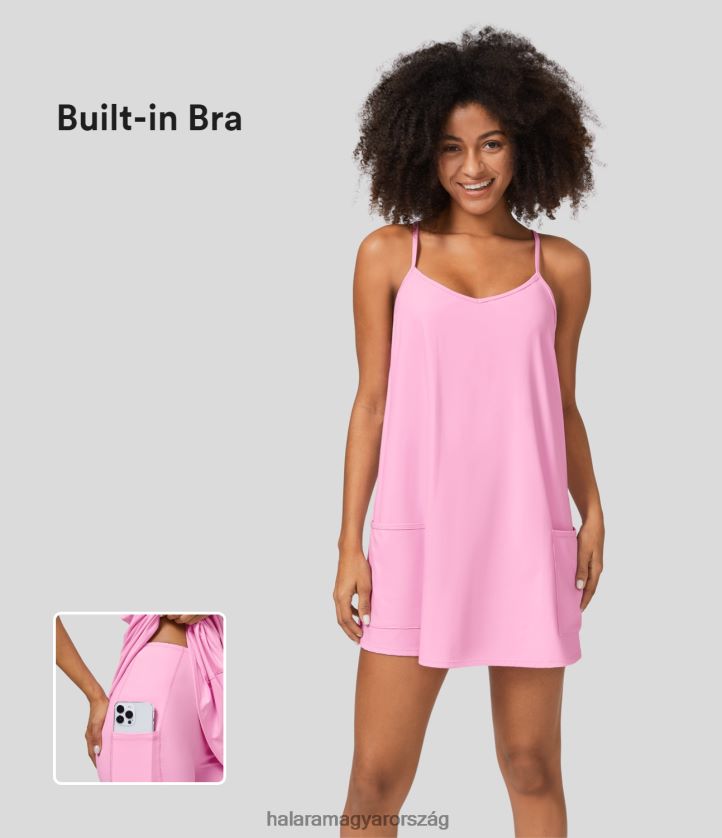 aktív ruházat Halara racerback beépített melltartó oldalzseb 2 részes mini slip jóga aktív ruha virágcsokor nők 8FPF80815