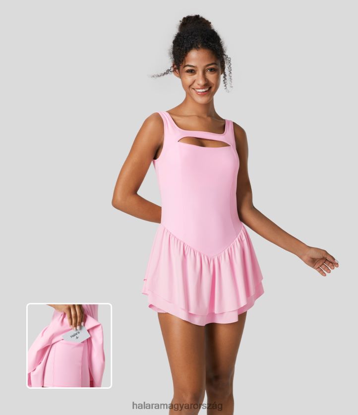 aktív ruházat Halara softlyzero légies háttámla 2 az 1-ben zsebben réteges fodros hideg érintés mikro mini jóga aktív ruha virágcsokor nők 8FPF80862