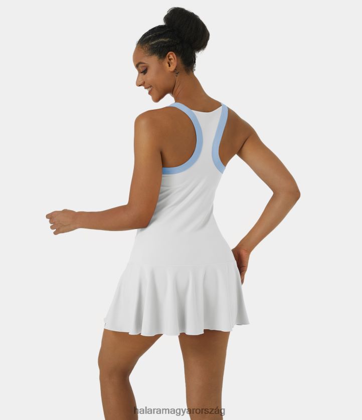 aktív ruházat Halara softlyzero légies háttámla Racerback 2 az 1-ben zsebben hűvös tapintású flare mini pickleball aktív ruha fehér nők 8FPF80910