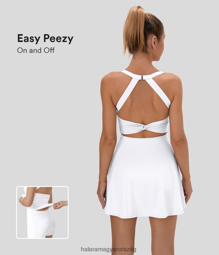 aktív ruházat Halara softlyzero légies háttámla csavart cool touch pickleball aktív ruha-easy peezy kiadás fehér nők 8FPF80854