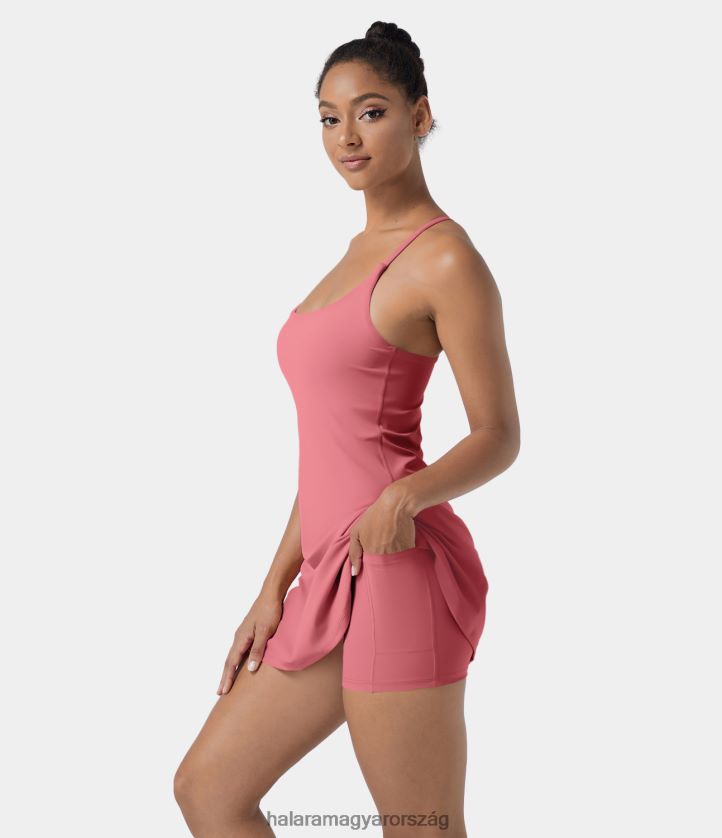 aktív ruházat Halara softlyzero légies háttámla kivágású 2 az 1-ben zsebben hűvös tapintású mini jóga aktivitás ruha eredeti nők 8FPF80869