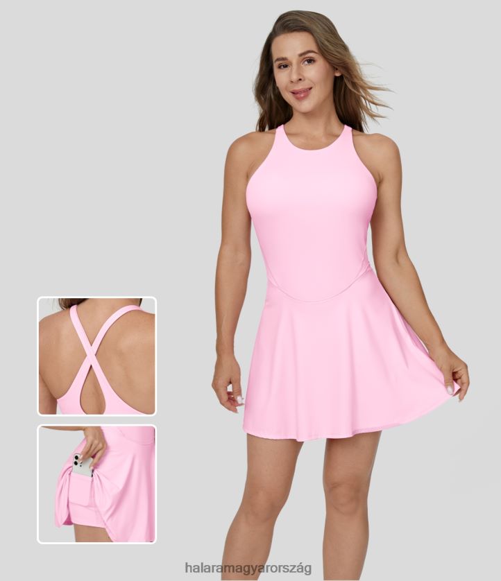 aktív ruházat Halara softlyzero légies háttámla nélküli crisscross 2 az 1-ben oldalzseb hűvös tapintású mini flare alkalmi ruha virágcsokor nők 8FPF80960