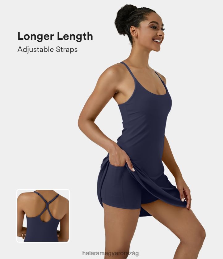 aktív ruházat Halara softlyzero légies háttámla nélküli kivágott állítható pánt 2 az 1-ben zseb hideg érintés hosszabb jóga aktív ruha pávakabát nők 8FPF80783