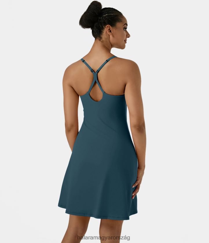 aktív ruházat Halara softlyzero légies háttámla nélküli kivágott állítható pánt 2 az 1-ben zseb hideg érintés hosszabb jóga aktív ruha tinta zöld nők 8FPF80795