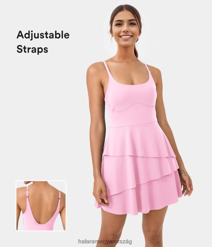 aktív ruházat Halara softlyzero légies háttámla, többszintes fodros 2 az 1-ben zsebben menő érintés mini slip dance aktív ruha virágcsokor nők 8FPF80827