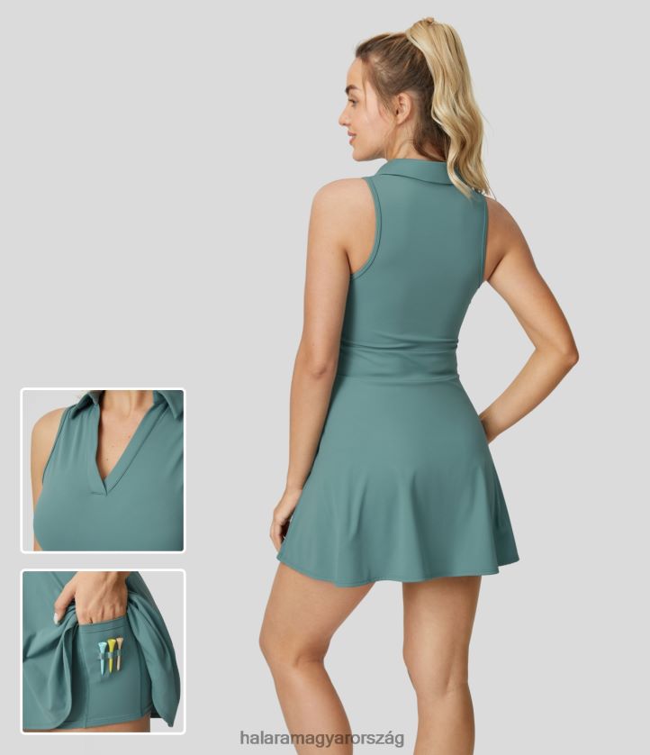 aktív ruházat Halara softlyzero légies pólógallér 2 részes zseb hideg érintéssel flare mini golf aktív ruha-golf póló zseb sziklaciánkék nők 8FPF80901