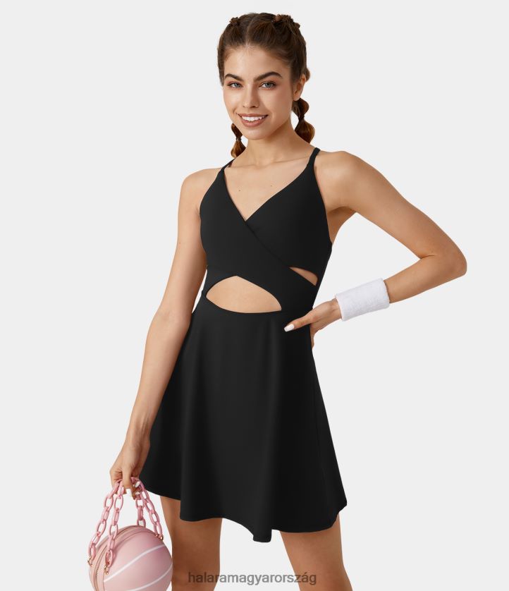 aktív ruházat Halara softlyzero plüss crossover hát nélküli 2 részes pocket slip dance aktív ruha fekete nők 8FPF80870