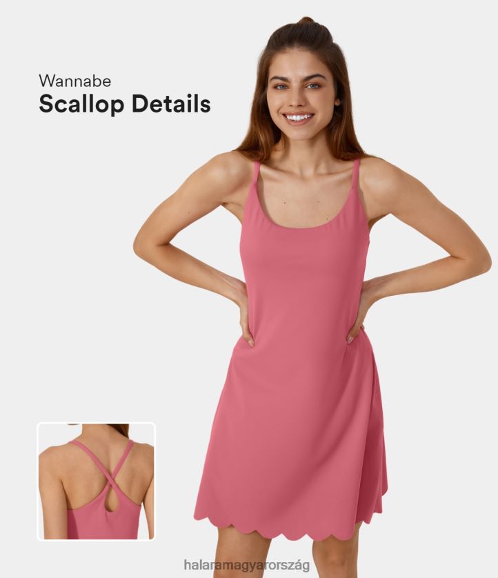 aktív ruházat Halara softlyzero plüss hát nélküli, keresztezett fésűkagyló szegély 2 az 1-ben fellángolható csúszós jóga aktív ruha begónia rouge nők 8FPF80941