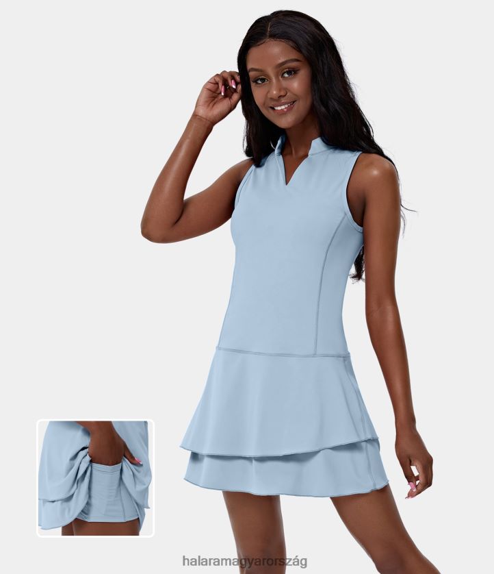 aktív ruházat Halara softlyzero szellős lépcsőzetes fodros 2 részes zsebes cool touch mini golf aktív ruha eredeti nők 8FPF80778