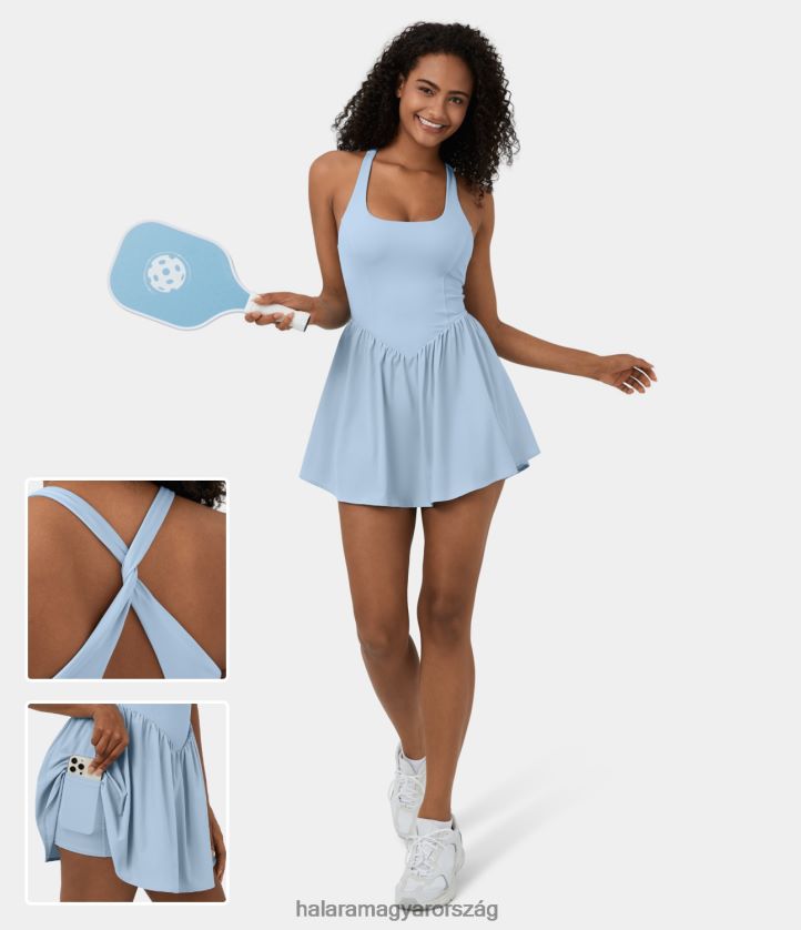 aktív ruházat Halara szellős háttámla nélküli fűző 2 az 1-ben zsebes mini gyorsan száradó flowy pickleball aktív ruha angyal elesik nők 8FPF80774