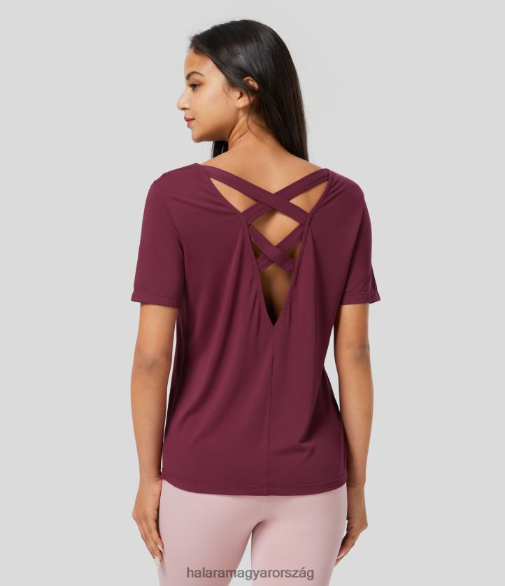 aktív ruházat Halara hát nélküli, keresztben kivágott, rövid ujjú jóga sportfelső havas szépe nők 8FPF801810