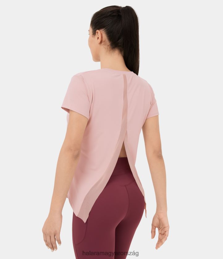 aktív ruházat Halara kerek nyakú kontraszthálós, osztott ívelt szegélyű jóga sportfelső potpourri nők 8FPF801835