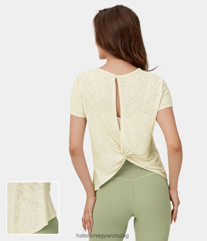 aktív ruházat Halara kerek nyakú rövid ujjú kivágott csavart ívelt szegélyű jóga sportfelső eredeti nők 8FPF801922