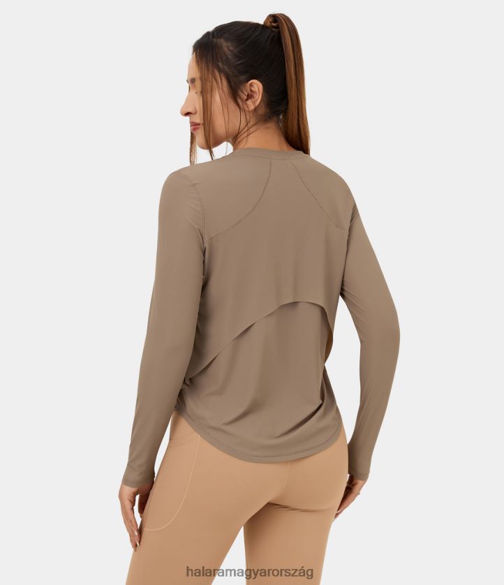 aktív ruházat Halara kerek nyakú ívelt szegély kontrasztos hálós jóga sportfelső amfora nők 8FPF801867