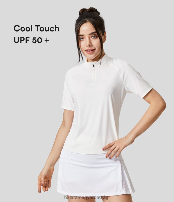 aktív ruházat Halara állványgallér félcipzáras raglán ujjú hideg érintésű golf sportfelső fehér nők 8FPF801894