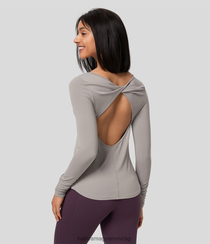 aktív ruházat Halara softlyzero hát nélküli csavart hosszú ujjú, osztott jóga sportfelső eredeti nők 8FPF801876
