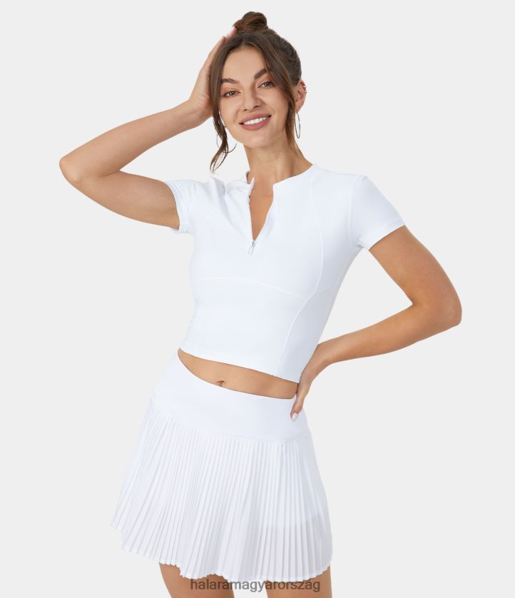 aktív ruházat Halara softlyzero légies félcipzáras rövid ujjú, hideg tapintású vágott golf sportfelső fehér nők 8FPF801813