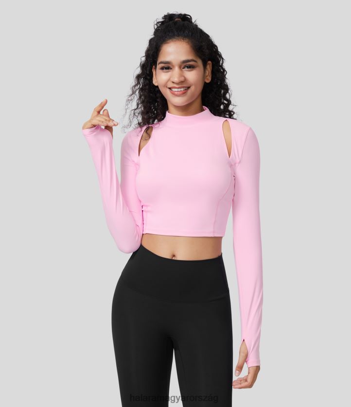 aktív ruházat Halara softlyzero légies állványgallér kivágott hüvelykujjlyuk hideg érintéssel vágott jóga sportfelső virágcsokor nők 8FPF801906