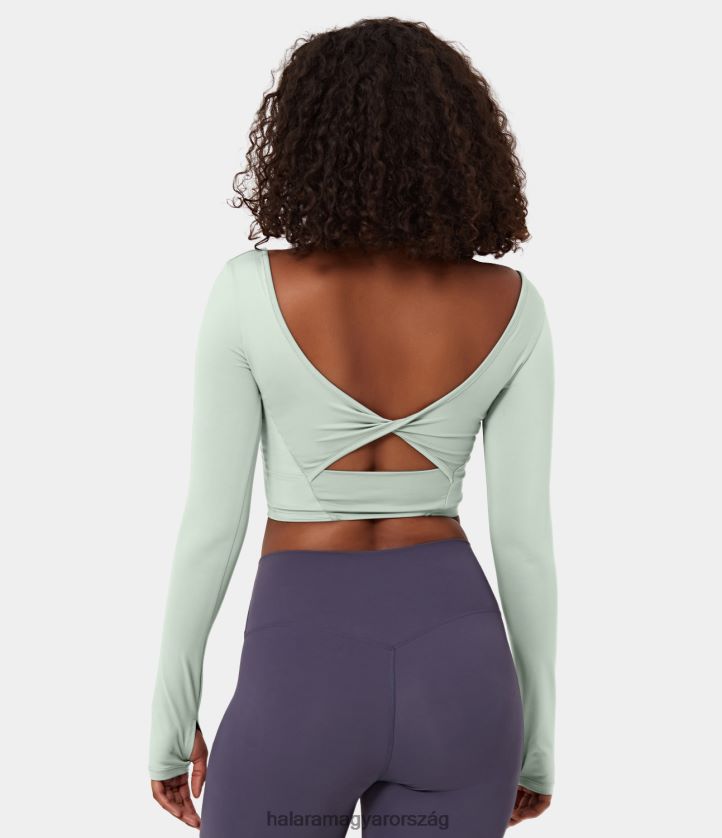 aktív ruházat Halara softlyzero légies u nyak hát nélküli kivágott csavart hüvelykujj lyuk vágott hideg érintés jóga sport felső legszebb jáde nők 8FPF801850