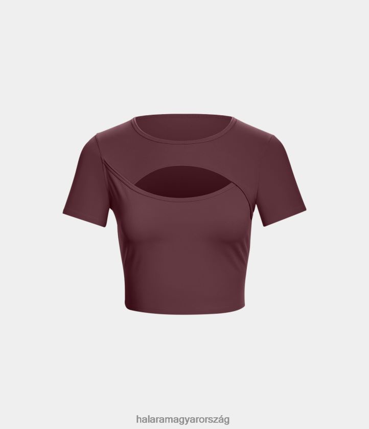 aktív ruházat Halara softlyzero plüss környakú kivágott vágott barre balett táncos sportfelső piros mahagóni nők 8FPF801812