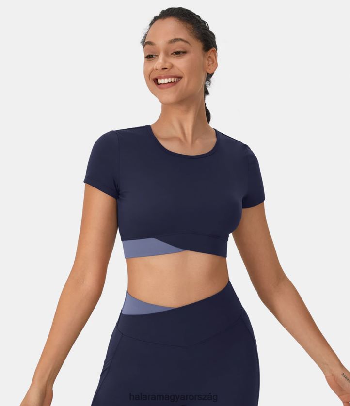 aktív ruházat Halara softlyzero plüss kerek nyakú crossover színes blokkból vágott sportfelső pávakabát nők 8FPF801914