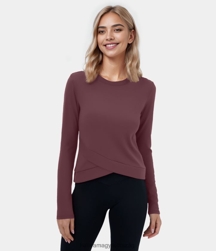 aktív ruházat Halara softlyzero plüss kerek nyakú crossover szegélyű jóga sportfelső eredeti nők 8FPF801806