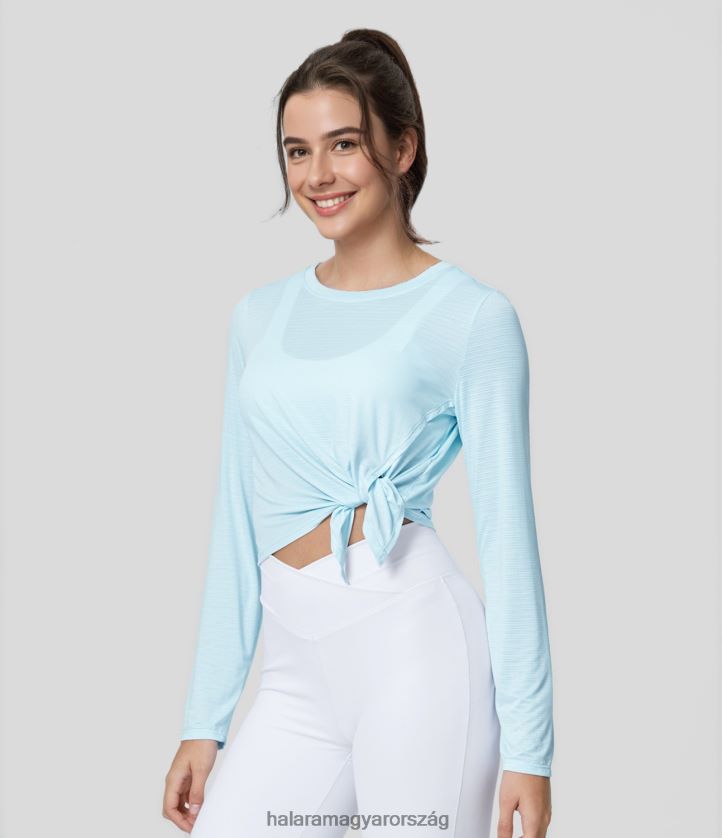 aktív ruházat Halara áttetsző hosszú ujjú aszimmetrikus osztott szegélyű jacquard vágott alkalmi sportfelső sósvízi csúszda nők 8FPF801870