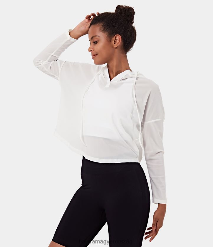 aktív ruházat Halara áttetsző kapucnis, húzózsinóros sportfelső – nincs felső fehér nők 8FPF801696