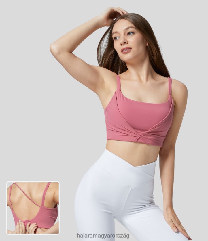 aktív ruházat Halara alacsony tartású háttámla nélküli állítható csatos csavart jóga sportmelltartó vörös rózsaszín nők 8FPF801616