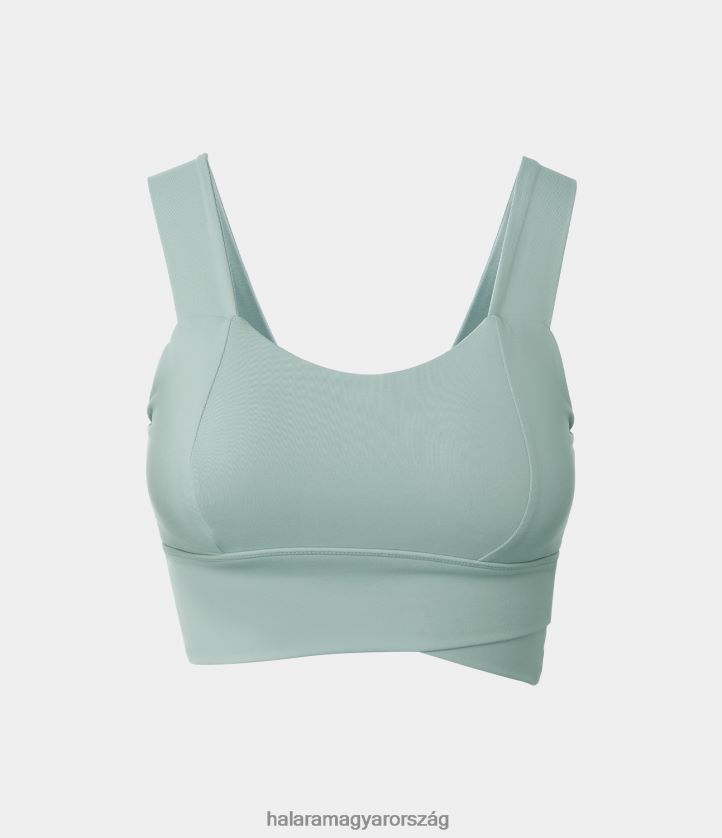 aktív ruházat Halara alacsony tartású tömör horogsoros jóga sportmelltartó celadon nők 8FPF801619